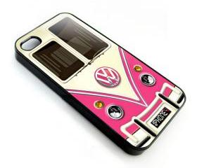 Pink VW VOLKSWAGEN Camper kombi mini Van mini bus with chrome Logo apple iphone 4 4s case cover