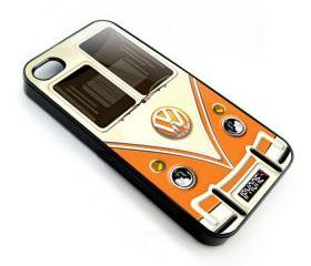 Orange VW VOLKSWAGEN Camper kombi mini Van mini bus with chrome Logo apple iphone 4 4s case