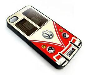 Red VW VOLKSWAGEN Camper kombi mini Van mini bus with chrome Logo apple iphone 4 4s case