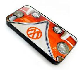 Orange zoom VW VOLKSWAGEN Camper kombi mini Van mini bus with chrome Logo apple iphone 4 4s case