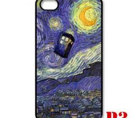 Cool Van gogh Tardis doctor who fly Starry night apple iphone 4 4s case cover