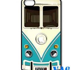 Blue Teal VW VOLKSWAGEN Camper kombi mini Van mini bus with circle apple Logo iphone 4 4s case cover