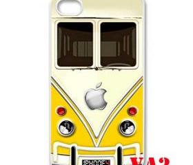 yellow VW VOLKSWAGEN Camper kombi mini Van mini bus with apple Logo iphone 4 4s case cover