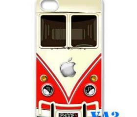red VW VOLKSWAGEN Camper kombi mini Van mini bus with apple Logo iphone 4 4s case cover