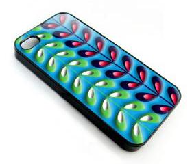 purple green Multi stem leaf pattern apple iphone 4 4s case
